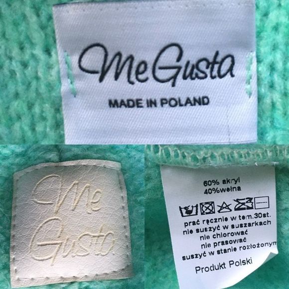 ME GUSTA Wool Open Cardigan Sweater Hood Mint Green L - Picture 4 of 4